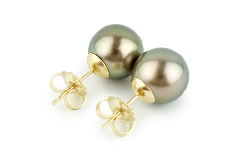 Golden Pink 10.8mm Statement Pearl Stud Earrings