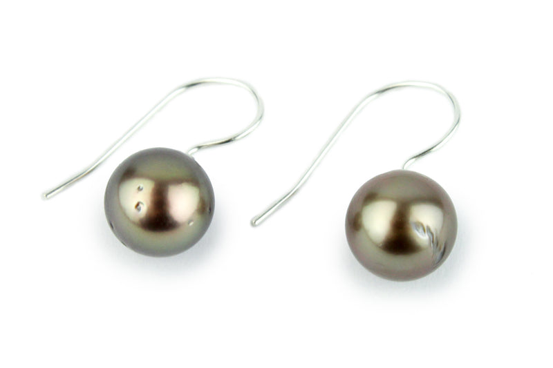 Golden Aubergine Tahitian Pearl Hook Earrings