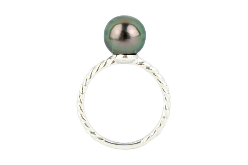 Flashy Plum Peacock Tahitian Pearl Ring