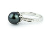 Tahitian Pearl & Diamond Fleur-de-lis Ring