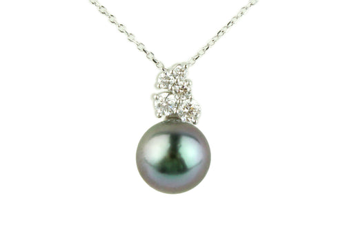 Lavender Tahitian Pearl & Diamond Asteria Pendant or Necklace on 14K White Gold