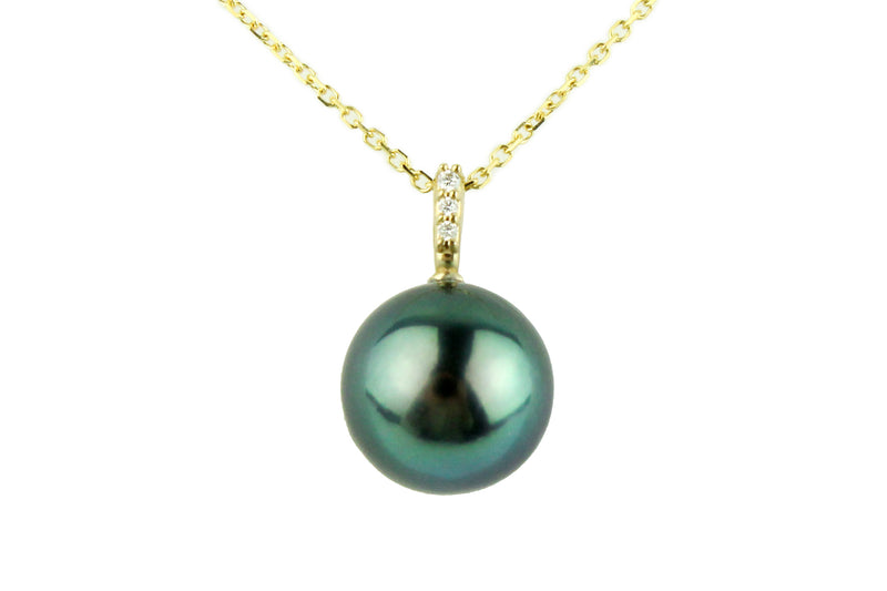 Tahitian Blue Midnight Pearl & Diamond Éclat Pendant or Necklace