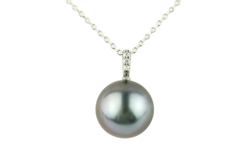 Tahitian Silvery Lavender Pearl & Diamond Éclat Pendant or Necklace on 14KWG