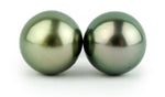 Golden Green 9-10mm Tahitian Pearl Stud Earrings