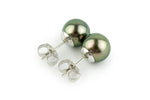 Golden Green 9-10mm Tahitian Pearl Stud Earrings