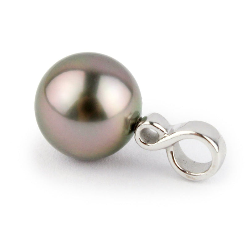 Flashy Pink 9.5mm Tahitian Pearl Infinity Pendant on 14K White Gold