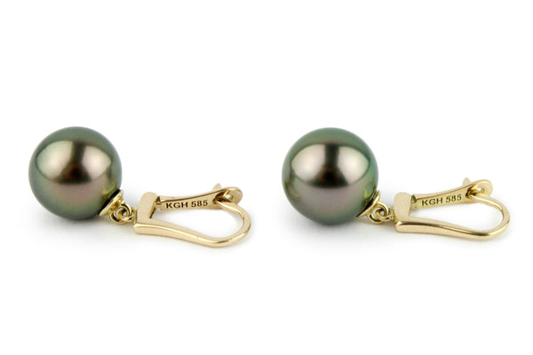 Peacock Green Tahitian Pearl Lever Backs – Kamoka Pearl