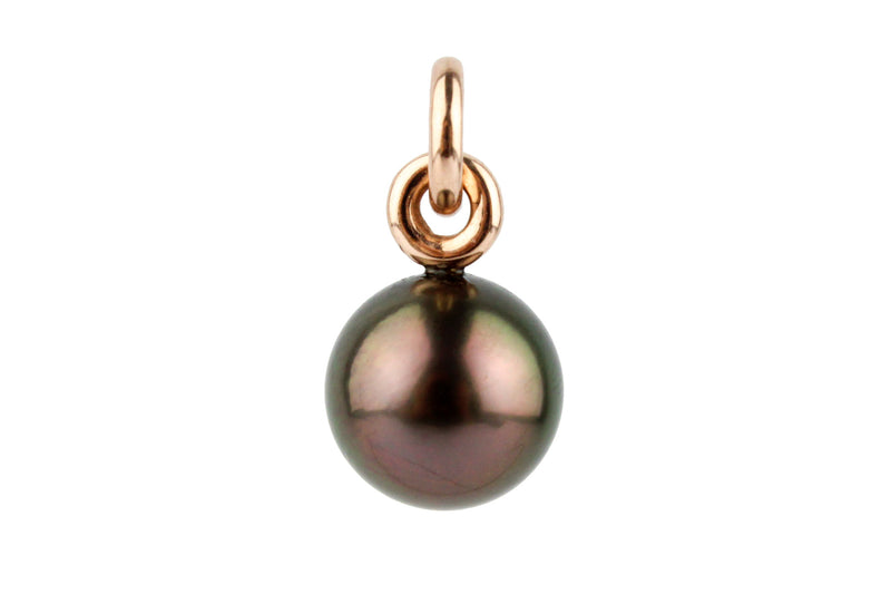 Aubergine Peacock 11.6mm Tahitian Pearl Rava Pendant on 14K Rose Gold