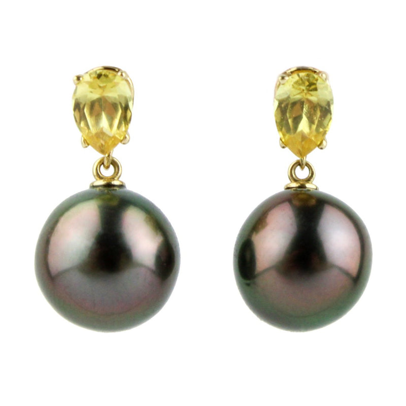 Tahitian Pearl & Yellow Sapphire Sirène Earrings