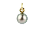 Silvery Green Peacock 11.5mm Tahitian Pearl Pendant on 14K Yellow Gold