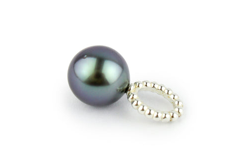 Flashy Lavender Blue 9.2mm Tahitian Pearl Pendant on Sterling Silver