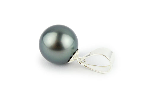 Stormy Blue 10.8mm Tahitian Pearl Pendant on Sterling Silver