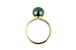 Glowing Green 9mm Tahitian Pearl Ring