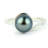 Ocean Blue 8mm Tahitian Pearl Swirl Ring on Sterling Silver