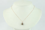 Coppery Aubergine Tahitian Pearl & Diamond Toru Necklace on 14K Rose Gold