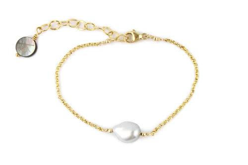 Tahitian Keshi Pearl Chain Bracelet