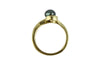 Deep Blue-Green Tahitian Keshi Pearl Wave Ring on 10K Gold