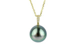 Tahitian Flashy Rainbow Pearl & Diamond Éclat Pendant or Necklace on 14KYG