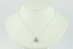 Tahitian Flashy Rainbow Pearl & Diamond Éclat Pendant or Necklace on 14KYG