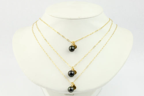 Midnight Tahitian Pearl Charm Necklace