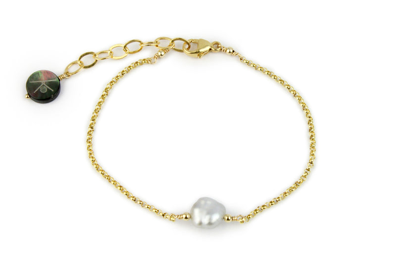 Tahitian Keshi Pearl Chain Bracelet