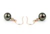 Tahitian Pearl & Diamond Aurora French Hook Earrings on 14K Rose Gold