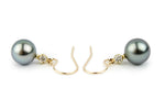 Tahitian Pearl & Diamond Aurora French Hook Earrings on 14K Yellow Gold