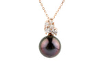 Plum Peacock Tahitian Pearl & Diamond Asteria Pendant or Necklace on 14K Rose Gold