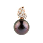 Plum Peacock Tahitian Pearl & Diamond Asteria Pendant or Necklace on 14K Rose Gold