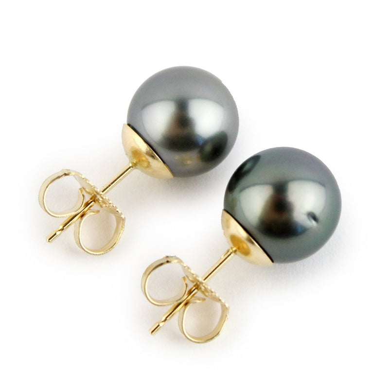 Silvery Blue Lavender 9.3mm Tahitian Pearl Stud Earrings