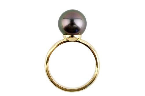 Plum Peacock 10.7mm Tahitian Pearl Ring