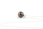 Aubergine Peacock 9mm Tahitian Pearl I'a Necklace on Sterling Silver