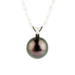 Aubergine Peacock 9mm Tahitian Pearl I'a Necklace on Sterling Silver