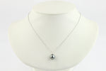 Silvery-Aqua Tahitian Pearl & Diamond Halo Necklace on 14K White Gold