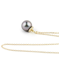 Bright Pink Tahitian Pearl & Diamond Halo Necklace