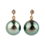 Tahitian Pearl & Diamond Étoile Earrings on 14K Rose Gold