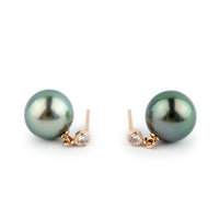 Tahitian Pearl & Diamond Étoile Earrings on 14K Rose Gold