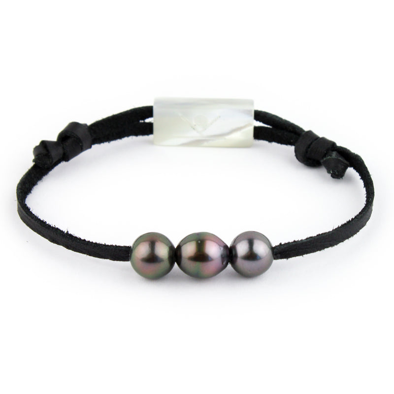 Triple Aubergine 8.3-9mm Tahitian Pearl Mana Bracelet