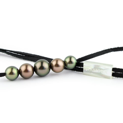 Quintuple Copper-Green 9.6-11.8mm Mana Pearl Necklace