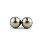 Pink-Green Peacock 9.3-9.8mm Tahitian Pearl Stud Earrings