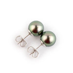 Pink-Green Peacock 9.3-9.8mm Tahitian Pearl Stud Earrings