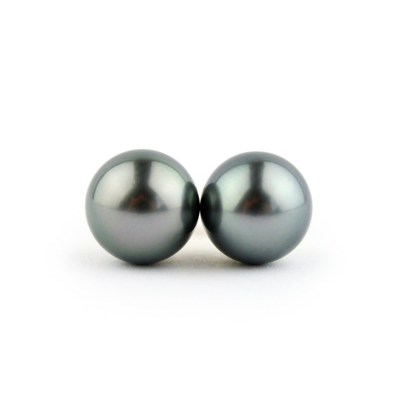 Stormy Blue 9.2-9.7mm Tahitian Pearl Stud Earrings