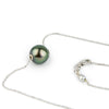 Dark Peacock Green 10mm Tahitian Pearl Solitaire Necklace on 14K White Gold