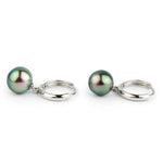 Flashy Green-Pink Peacock Tahitian Pearl Hoop Earrings