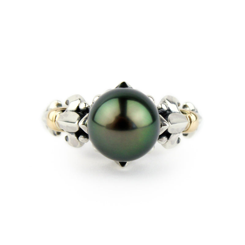 Glorious Green Acropora Tahitian Pearl Ring