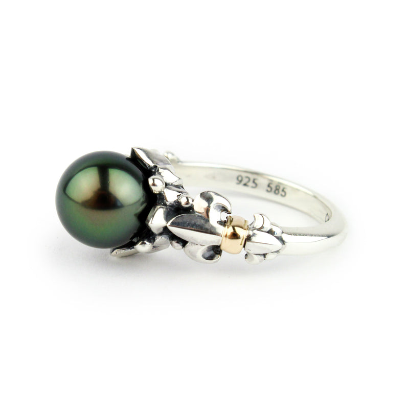 Glorious Green Acropora Tahitian Pearl Ring