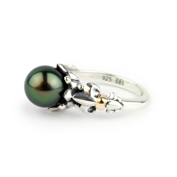 Glorious Green Acropora Tahitian Pearl Ring – Kamoka Pearl