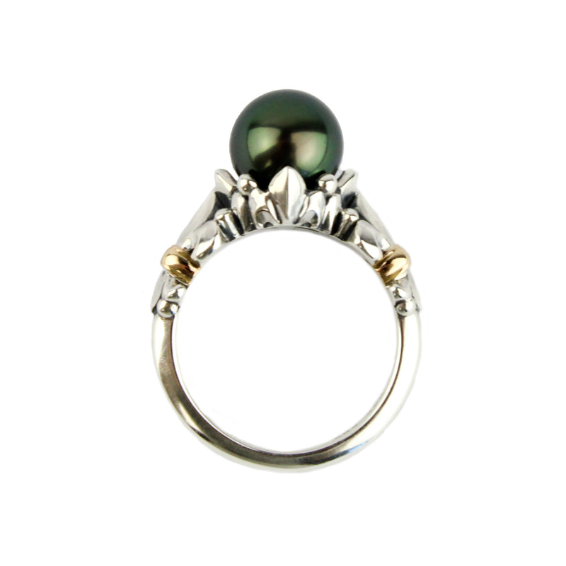 Glorious Green Acropora Tahitian Pearl Ring