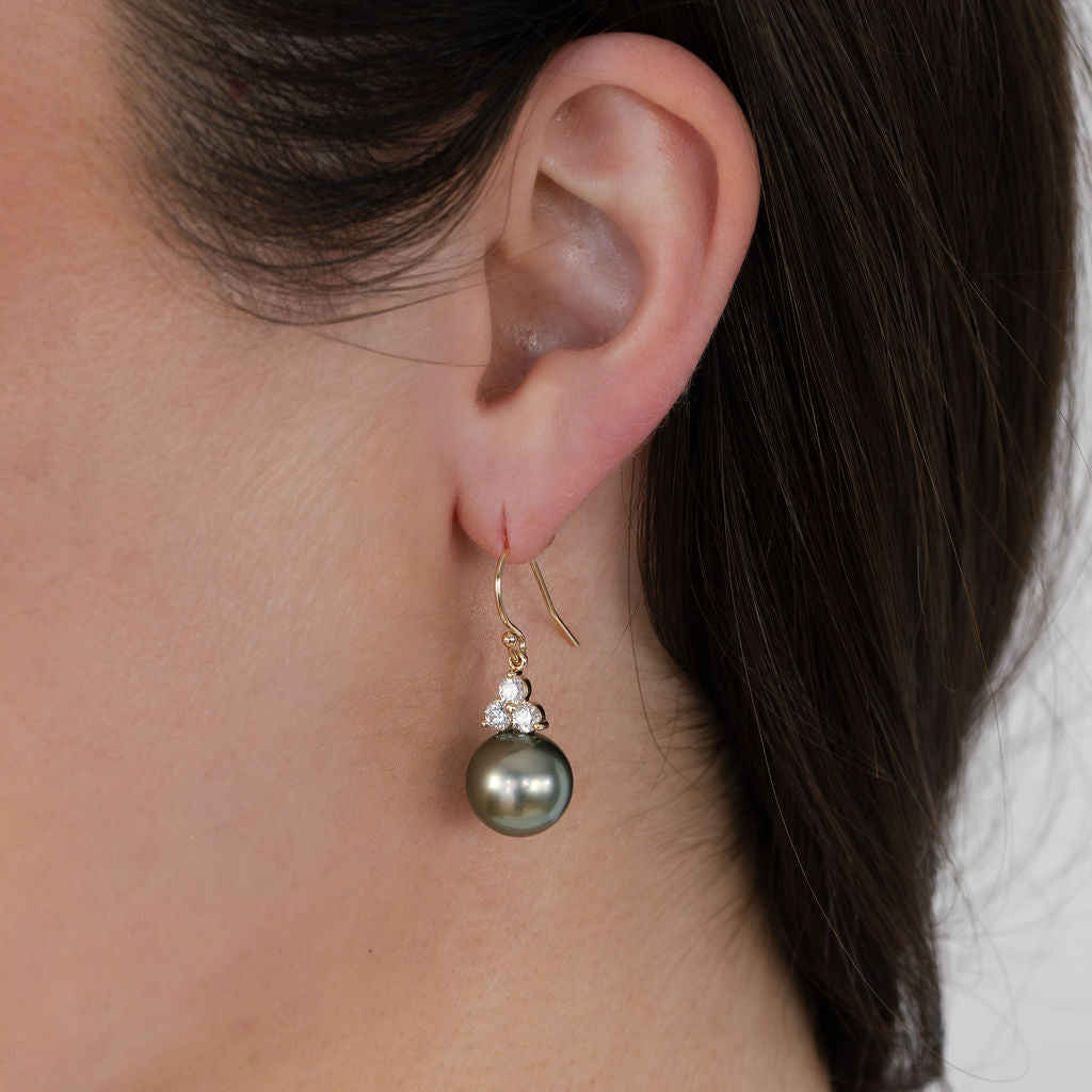 Tahitian Pearl & Emerald Raiana Earrings