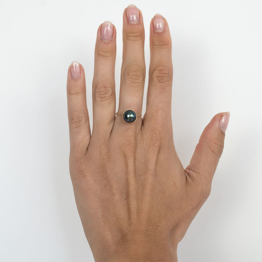 Electric Indigo Tahitian Pearl Mermaid Ring